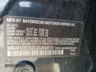 2012 BMW 5 Series 535i xDrive z VIN WBAFU7C52CDU64819, wystawiony jako Copart lot #52544605 z przebiegiem 171 974 mil mil oraz Szkoda całkowita • Salvage title. Historia ofert i sprzedaży dostępna na DreamBid. Obrazek 13.