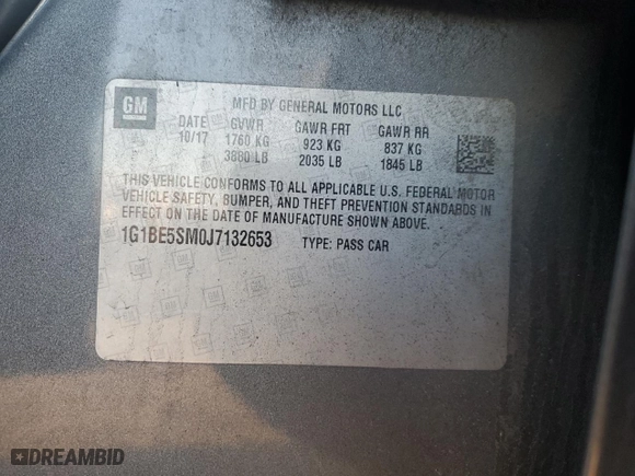 2018 Chevrolet Cruze LT with VIN 1G1BE5SM0J7132653, listed as a Copart auction lot 87504175 with 99,650 mi miles and Salvage Title. Bid and sale history available at carsss.com. Image 12.