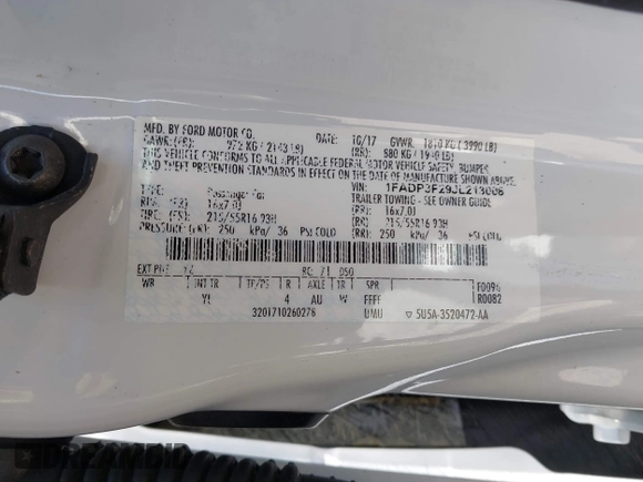 2018 Ford Focus SE with VIN 1FADP3F29JL213008, listed as a IAAI auction lot 41790224 with 85,056 mi miles and . Bid and sale history available at DreamBid. Image 9.