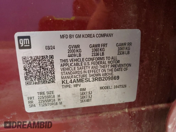 2024 Buick Encore GX Sport Touring z VIN KL4AMESL3RB209869, wystawiony jako Copart lot #64475815 z przebiegiem 28 017 mil mil oraz Szkoda całkowita • Salvage title. Historia ofert i sprzedaży dostępna na DreamBid. Obrazek 14.