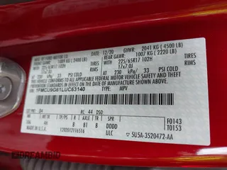 2020 Ford Escape SE with VIN 1FMCU9G61LUC63140, listed as a IAAI auction lot 41836607 with 36,563 mi miles. Bid and sale history available at carsss.com. Image 9.