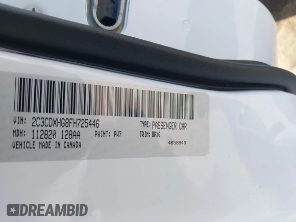 2015 Dodge Charger SXT with VIN 2C3CDXHG8FH725446, listed as a IAAI auction lot 41742400 with 84,579 mi miles and . Bid and sale history available at DreamBid. Image 9.