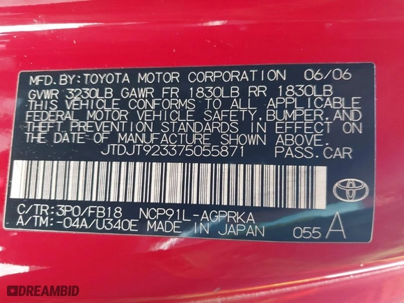 2007 Toyota Yaris with VIN JTDJT923375055871, listed as a IAAI auction lot 42038371 with 115,209 mi miles. Bid and sale history available at carsss.com. Image 9.