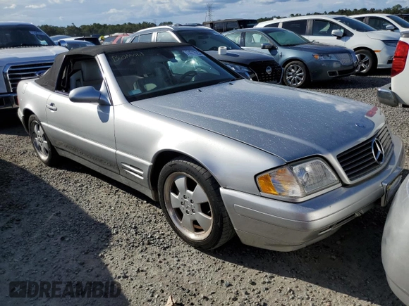 1999 Mercedes-Benz SL-Class with VIN WDBFA68F0XF176572, listed as a Copart auction lot 74715254 with 0 mi miles and Salvage Title. Bid and sale history available at carsss.com. Image 4.
