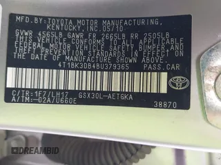 2011 Toyota Avalon with VIN 4T1BK3DB4BU379365, listed as a IAAI auction lot 41391732 with 160,563 mi miles and . Bid and sale history available at DreamBid. Image 9.