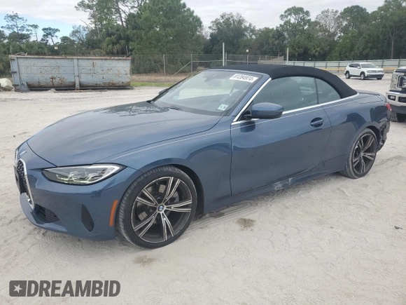 2021 BMW 4 Series 430i with VIN WBA23AT09MCG81555, listed as a Copart auction lot 81284974 with 18,219 mi miles and Salvage title. Bid and sale history available at DreamBid. Image 1.