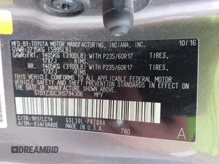 2017 Toyota Sienna XLE Auto Access Seat with VIN 5TDYZ3DC3HS794306, listed as a IAAI auction lot 42270099 with 130,829 mi miles and . Bid and sale history available at DreamBid. Image 9.