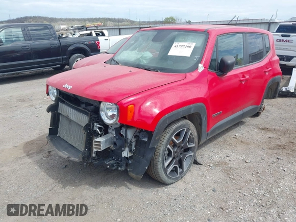 2020 Jeep Renegade Sport with VIN ZACNJAAB4LPM06853, listed as a IAAI auction lot 41797460 with Not Provided miles and . Bid and sale history available at carsss.com. Image 2.