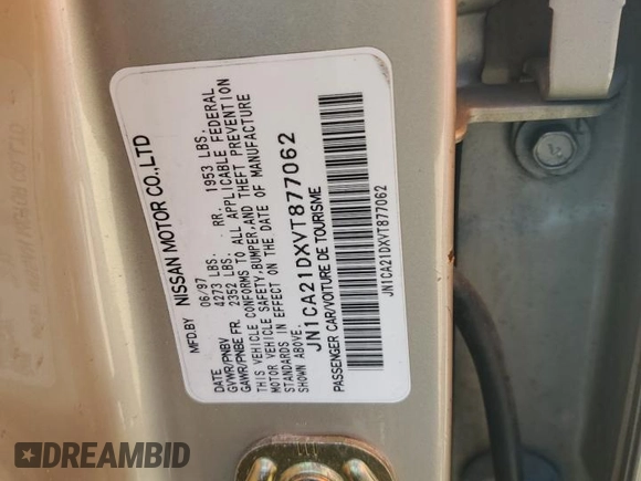 1997 Nissan Maxima GXE z VIN JN1CA21DXVT877062, wystawiony jako Copart lot #49411185 z przebiegiem 249 941 mil mil oraz Szkoda całkowita • Salvage title. Historia ofert i sprzedaży dostępna na DreamBid. Obrazek 14.