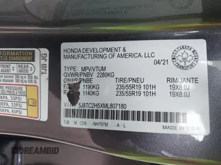 2021 Acura RDX Technology with VIN 5J8TC2H5XML807180, listed as a IAAI auction lot 42779411 with 46,515 mi miles and . Bid and sale history available at DreamBid. Image 9.