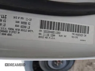 2011 Dodge Caliber Mainstreet with VIN 1B3CB3HA0BD113353, listed as a IAAI auction lot 41727663 with 116,633 mi miles and . Bid and sale history available at DreamBid. Image 9.