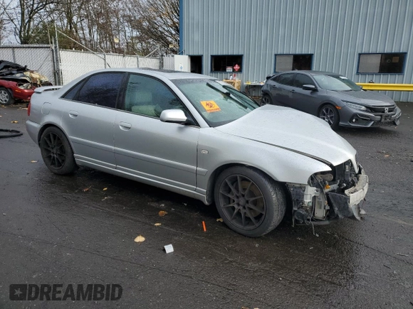 2001 Audi S4 with VIN WAURD68D61A009655, listed as a Copart auction lot 81770434 with 0 mi miles and Salvage Title. Bid and sale history available at carsss.com. Image 4.