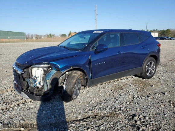 2023 Chevrolet Blazer LT with VIN 3GNKBHR44PS155586, listed as a Copart auction lot 46690095 with 42,831 mi miles and Salvage Title. Bid and sale history available at carsss.com. Image 1.