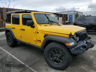 2021 Jeep Wrangler Unlimited Willys with VIN 1C4HJXDN7MW570675, listed as a Copart auction lot 49425805 with 53,687 mi miles and Salvage Title. Bid and sale history available at DreamBid. Image 4.