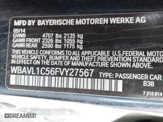 2015 BMW X1 xDrive28i with VIN WBAVL1C56FVY27567, listed as a IAAI auction lot 42047505 with 160,013 mi miles. Bid and sale history available at carsss.com. Image 9.