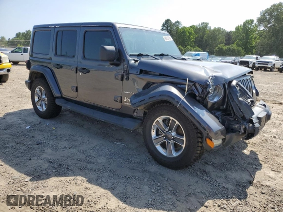 2018 Jeep Wrangler Unlimited Sahara with VIN 1C4HJXEG5JW221302, listed as a Copart auction lot 58010785 with 96,211 mi miles and Salvage title. Bid and sale history available at DreamBid. Image 4.