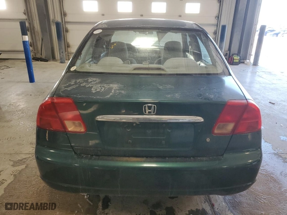 2001 Honda Civic LX with VIN 2HGES15581H502828, listed as a Copart auction lot 45672155 with 166,046 mi miles and Salvage Title. Bid and sale history available at carsss.com. Image 6.