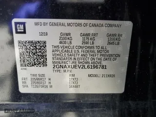 2020 Chevrolet Equinox LT with VIN 2GNAXUEV2L6196781, listed as a Copart auction lot 53606765 with 23,260 mi miles and Salvage Title. Bid and sale history available at carsss.com. Image 14.