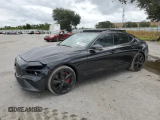2023 Genesis G70 3.3T with VIN KMTG54TE9PU123542, listed as a Copart auction lot 78830254 with 23,782 mi miles and Salvage Title. Bid and sale history available at carsss.com. Image 1.