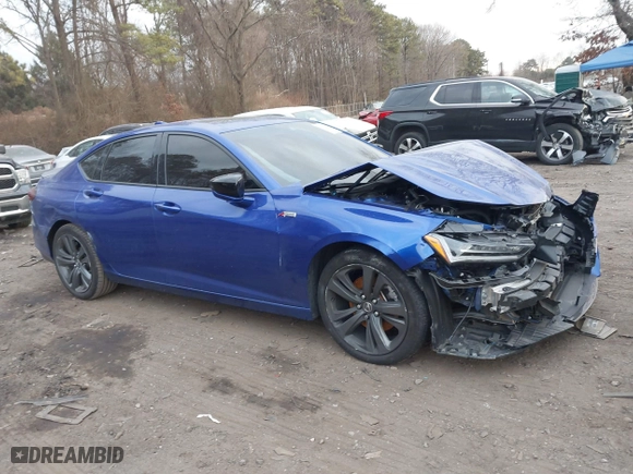 2023 Acura TLX w/A-Spec Package with VIN 19UUB6F58PA000934, listed as a IAAI auction lot 41241476 with 28,380 mi miles. Bid and sale history available at carsss.com. Image 1.