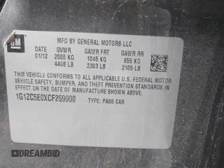 2012 Chevrolet Malibu 1LT with VIN 1G1ZC5E0XCF269900, listed as a IAAI auction lot 42218533 with 168,000 mi miles and . Bid and sale history available at DreamBid. Image 9.