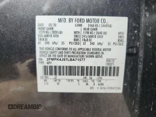 2020 Ford Edge SEL с VIN 2FMPK4J97LBA71577, выставлен на аукционе Copart как лот 60028525 с пробегом 66 365 миль миль и Списание • Salvage title. История ставок и продаж доступна на DreamBid. Изображение 13.