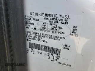 2004 Ford F-250 XL with VIN 1FTNX21P74EC70246, listed as a Copart auction lot 69001434 with Not Provided miles and Salvage Title. Bid and sale history available at DreamBid. Image 12.