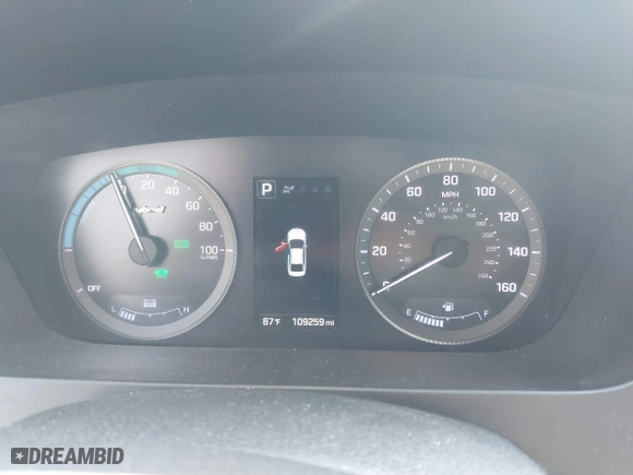 2017 Hyundai Sonata Hybrid SE with VIN KMHE24L35HA074609, listed as a IAAI auction lot 41177631 with 109,259 mi miles. Bid and sale history available at carsss.com. Image 7.