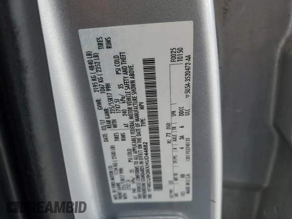 2017 Ford Escape SE with VIN 1FMCU9G9XHUD44882, listed as a Copart auction lot 45702035 with 162,527 mi miles and Salvage Title. Bid and sale history available at carsss.com. Image 14.