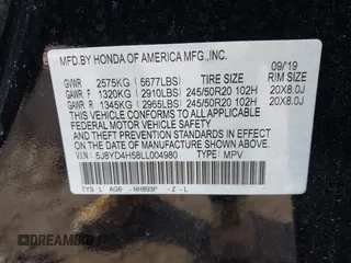 2020 Acura MDX Technology z VIN 5J8YD4H58LL004980, wystawiony jako IAAI lot #41489391 z przebiegiem 40 505 mil mil oraz . Historia ofert i sprzedaży dostępna na DreamBid. Obrazek 9.