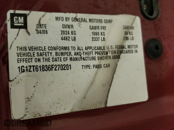 2006 Chevrolet Malibu Maxx LT with VIN 1G1ZT61836F270201, listed as a Copart auction lot 84674894 with 107,725 mi miles and Clean Title. Bid and sale history available at carsss.com. Image 12.