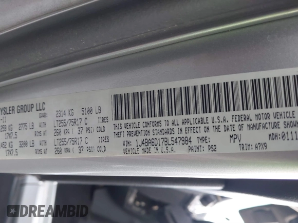 2011 Jeep Wrangler Rubicon с VIN 1J4BA6D17BL547984, выставлен на аукционе IAAI как лот 42083724 с пробегом Не указан миль и . История ставок и продаж доступна на DreamBid. Изображение 9.