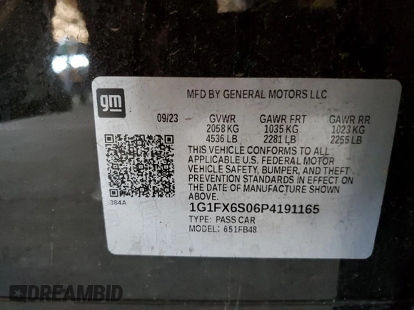 2023 Chevrolet Bolt EV 2LT z VIN 1G1FX6S06P4191165, wystawiony jako Copart lot #59390085 z przebiegiem 33 109 mil mil oraz Nie do naprawy • Non repairable. Historia ofert i sprzedaży dostępna na DreamBid. Obrazek 12.