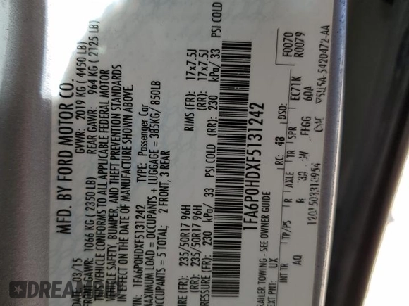 2015 Ford Fusion SE with VIN 1FA6P0HDXF5131242, listed as a Copart auction lot 52520935 with 99,977 mi miles and Salvage Title. Bid and sale history available at carsss.com. Image 13.