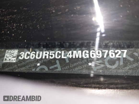 2021 Ram 2500 Tradesman with VIN 3C6UR5CL4MG697627, listed as a IAAI auction lot 41513283 with 105,628 mi miles. Bid and sale history available at carsss.com. Image 9.