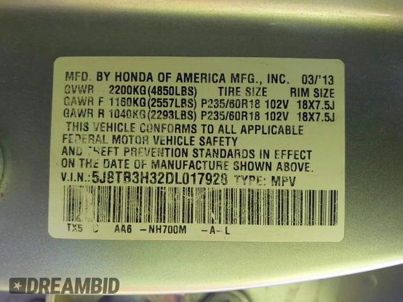 2013 Acura RDX with VIN 5J8TB3H32DL017928, listed as a IAAI auction lot 40953295 with 149,090 mi miles and . Bid and sale history available at carsss.com. Image 9.