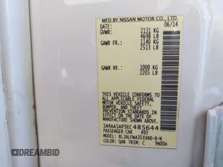 2014 Nissan Maxima SV z VIN 1N4AA5AP3EC485644, wystawiony jako IAAI lot #41722486 z przebiegiem 136 975 mil mil oraz . Historia ofert i sprzedaży dostępna na DreamBid. Obrazek 9.