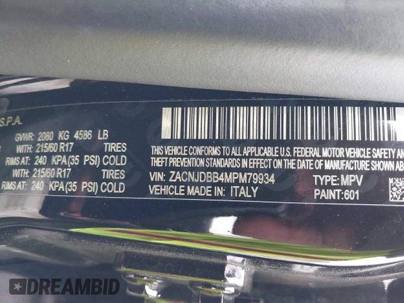 2021 Jeep Renegade 80th Anniversary z VIN ZACNJDBB4MPM79934, wystawiony jako IAAI lot #41654783 z przebiegiem 65 939 mil mil oraz . Historia ofert i sprzedaży dostępna na DreamBid. Obrazek 9.