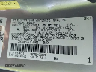 2014 Toyota Tundra SR with VIN 5TFRM5F13EX078411, listed as a IAAI auction lot 42702477 with 123,336 mi miles and . Bid and sale history available at DreamBid. Image 9.