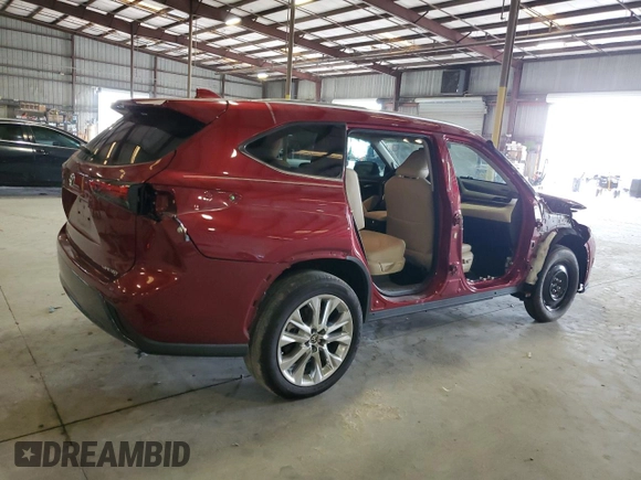 2023 Toyota Highlander L with VIN 5TDKDRAH7PS525652, listed as a Copart auction lot 59927905 with 21,642 mi miles and Salvage title. Bid and sale history available at DreamBid. Image 3.