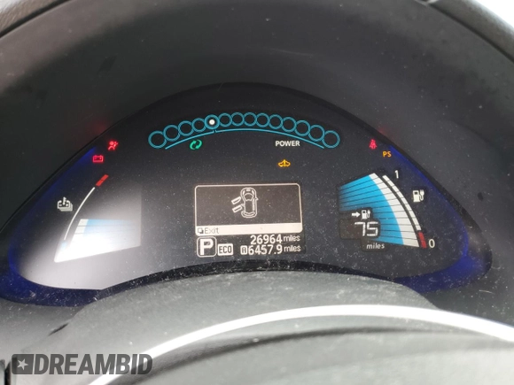 2015 Nissan LEAF SV with VIN 1N4AZ0CP9FC332115, listed as a Copart auction lot 57519363 with 26,964 mi miles. Bid and sale history available at carsss.com. Image 9.