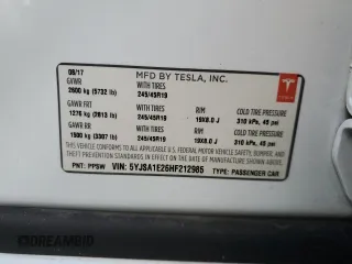 2017 Tesla Model S 100D с VIN 5YJSA1E26HF212985, выставлен на аукционе Copart как лот 46702705 с пробегом 58 179 миль миль и Списание • Salvage title. История ставок и продаж доступна на DreamBid. Изображение 12.