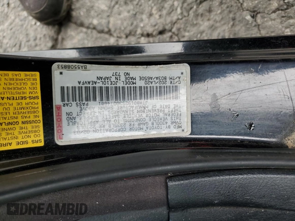 2003 Lexus IS 300/350 with VIN JTHBD192530074881, listed as a Copart auction lot 55804305 with 171,515 mi miles and Clean Title. Bid and sale history available at DreamBid. Image 12.