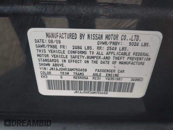 2010 Infiniti EX Journey с VIN JN1AJ0HR3AM750459, выставлен на аукционе IAAI как лот 42444774 с пробегом 129 384 миль миль и . История ставок и продаж доступна на DreamBid. Изображение 9.
