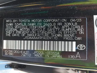 2023 Toyota Mirai XLE with VIN JTDAAAAA9PA009170, listed as a IAAI auction lot 42234998 with 34,363 mi miles and . Bid and sale history available at DreamBid. Image 9.