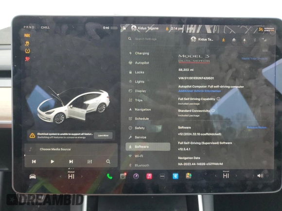2019 Tesla Model 3 Long Range with VIN 5YJ3E1EB2KF429501, listed as a Copart auction lot 50516465 with 88,353 mi miles and Clean Title. Bid and sale history available at carsss.com. Image 9.