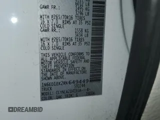 2024 Nissan Frontier SL with VIN 1N6ED1EK2RN649449, listed as a Copart auction lot 61984495 with 6,069 mi miles and Salvage title. Bid and sale history available at DreamBid. Image 13.