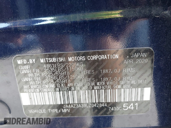 2020 Mitsubishi Outlander ES z VIN JA4AZ3A39LZ042844, wystawiony jako IAAI lot #42162960 z przebiegiem 71 126 mil mil oraz . Historia ofert i sprzedaży dostępna na DreamBid. Obrazek 9.