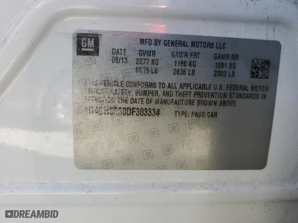 2013 Buick LaCrosse Premium 2 with VIN 1G4GH5E30DF303334, listed as a Copart auction lot 47052065 with 122,479 mi miles and Salvage Title. Bid and sale history available at carsss.com. Image 13.