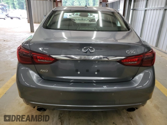 2019 Infiniti Q50 Luxe with VIN JN1EV7AR2KM554667, listed as a Copart auction lot 62788934 with 27,606 mi miles and Salvage Title. Bid and sale history available at carsss.com. Image 6.